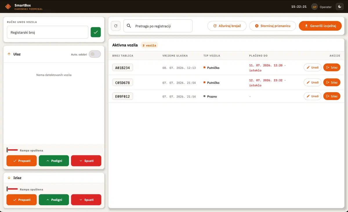 Customs terminal application